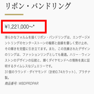 山本舞香の指輪の値段が、122万円以上するということが分かる画像