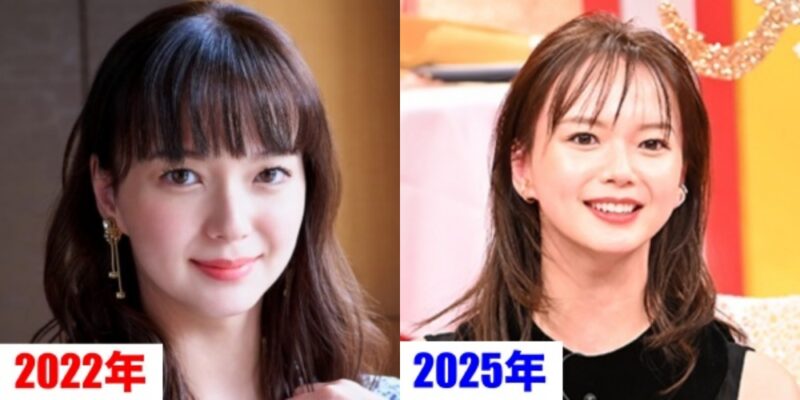 2022年と2025年の多部未華子の顔を比べた画像