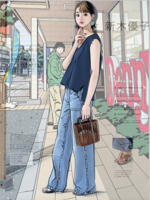 江口寿史のデニーズのイラストの元ネタが、新木優子の写真をトレースしたことを証明している画像